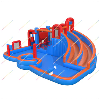 Sunny And Fun Inflatable Water Park Wet Combo Bounce House Inflatable Double Slide With Pool