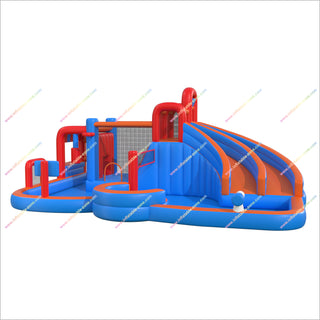 Sunny And Fun Inflatable Water Park Wet Combo Bounce House Inflatable Double Slide With Pool