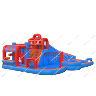 Sunny And Fun Inflatable Water Park Wet Combo Bounce House Inflatable Double Slide With Pool