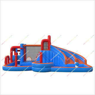 Sunny And Fun Inflatable Water Park Wet Combo Bounce House Inflatable Double Slide With Pool
