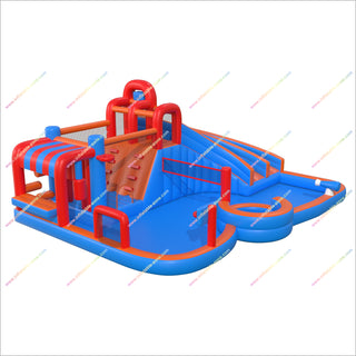 Sunny And Fun Inflatable Water Park Wet Combo Bounce House Inflatable Double Slide With Pool