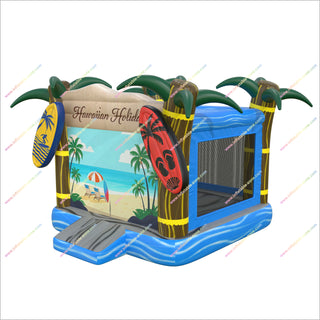 Hawaiian Holiday Inflatable Bounce House Palm Trees And Surfboards Large Commercial Bouncy Castle For Sale
