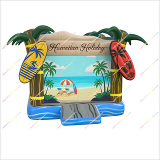Hawaiian Holiday Inflatable Bounce House Palm Trees And Surfboards Large Commercial Bouncy Castle For Sale