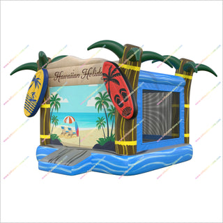 Hawaiian Holiday Inflatable Bounce House Palm Trees And Surfboards Large Commercial Bouncy Castle For Sale