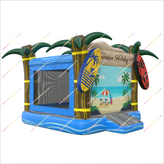 Hawaiian Holiday Inflatable Bounce House Palm Trees And Surfboards Large Commercial Bouncy Castle For Sale