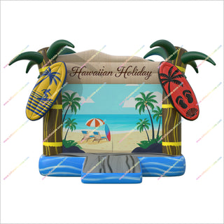 Hawaiian Holiday Inflatable Bounce House Palm Trees And Surfboards Large Commercial Bouncy Castle For Sale