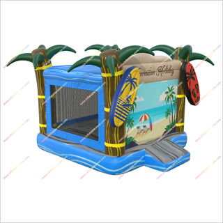 Hawaiian Holiday Inflatable Bounce House Palm Trees And Surfboards Large Commercial Bouncy Castle For Sale