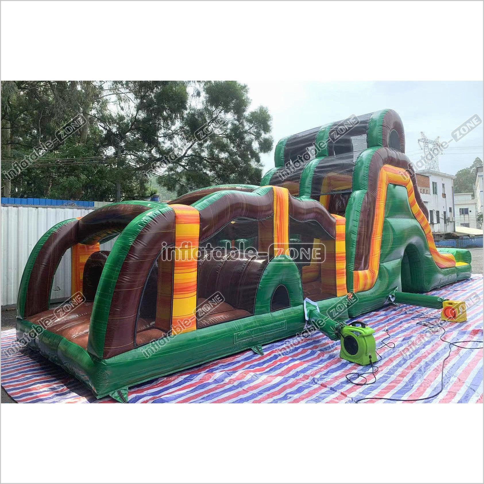 Outdoor Swimming Pool Inflatable Obstacle Course Challenge Race Intera ...