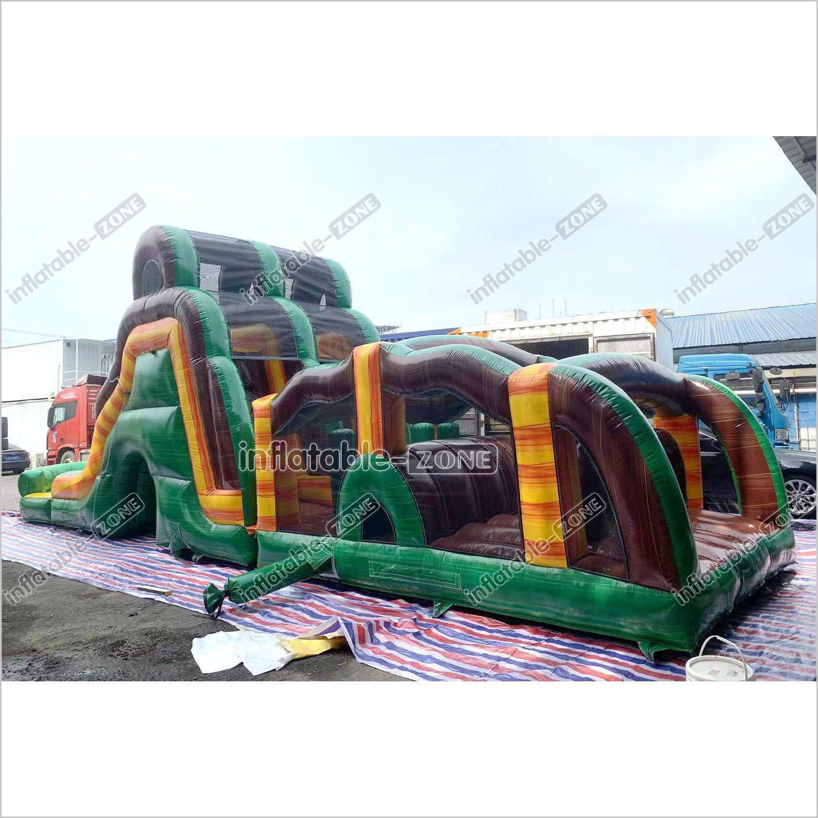 Outdoor Swimming Pool Inflatable Obstacle Course Challenge Race Intera ...