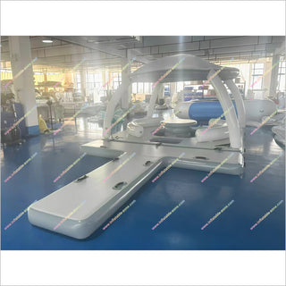 T-Shaped Inflatable Canopy Island Water Leisure Inflatable Yacht Floating Fishing Platform With Tent