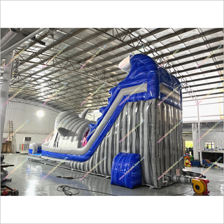 Tall Inflatable Water Slide Rental Shark Pool Indoor Soft Play Equipment Shark Slip And Slide Swimming Pool - Inflatable-Zone