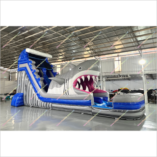 Tall Inflatable Water Slide Rental Shark Pool Indoor Soft Play Equipment Shark Slip And Slide Swimming Pool - Inflatable-Zone
