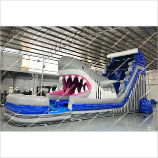 Tall Inflatable Water Slide Rental Shark Pool Indoor Soft Play Equipment Shark Slip And Slide Swimming Pool - Inflatable-Zone