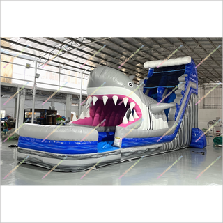 Tall Inflatable Water Slide Rental Shark Pool Indoor Soft Play Equipment Shark Slip And Slide Swimming Pool - Inflatable-Zone