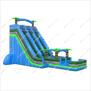 Tall Inflatable Waterslide Palm Tree Theme Party Tropical Double Lane Slip N Slide Bouncy Castle Splash Pool