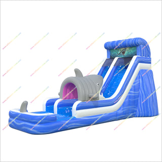 Tall Water Slide Inflatable Shark Themed Birthday Party Inflatable Waterslide Splash Pool For Outdoor Events