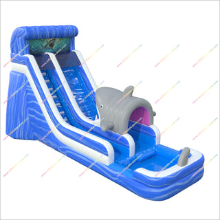 Tall Water Slide Inflatable Shark Themed Birthday Party Inflatable Waterslide Splash Pool For Outdoor Events