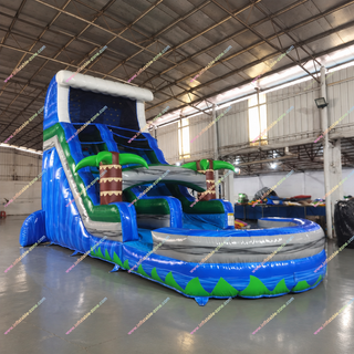 Turn any event into a tropical adventure with this tall inflatable palm tree water slide. Featuring a spacious bounce house, exciting slide, and refreshing splash area, it's perfect for above-ground pools, backyard parties, schools, and rental businesses. Crafted from heavy-duty commercial PVC, it offers outstanding durability, safety, quick setup, and hours of unforgettable summer fun.