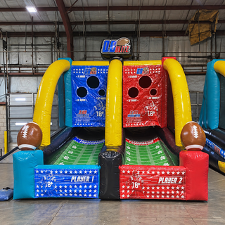 Elevate team spirit with the Team Building Challenge QB Blitz! This inflatable football toss game lets two players compete in a fast-paced, skill-testing showdown. Perfect for corporate events, parties, and rentals, it’s easy to set up and fun for all ages. Score big on excitement—book today!