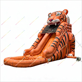 Large Commercial Tiger-Themed Inflatable Water Slides For Rent Inflatable Tiger Head Big Water Slide With Pool