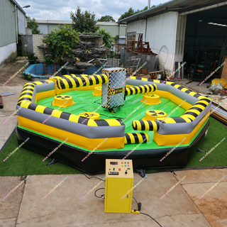 Turn up the fun with the Toxic Meltdown Inflatable Rental! This Last Man Standing game challenges players to dodge spinning arms in a wipeout-style showdown. Perfect for outdoor amusement, parties, and events near you. Get ready for thrilling spins, laughs, and nonstop excitement for all ages!