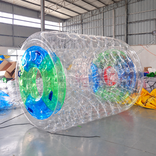 Introducing our Transpa Inflatable Water Roller! Dive into aquatic adventures with this clear rolling tube, perfect for pools or lakes. Climb inside and roll across the water for an exhilarating experience. Get ready to make a splash and create unforgettable memories with this human-powered inflatable water roller!