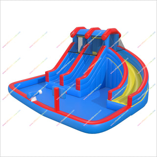 Triple Inflatable Water Slide Backyard Party Fun Giant Inflatable Water Park Triple Water Slide With Splash Pool