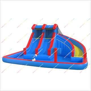 Triple Inflatable Water Slide Backyard Party Fun Giant Inflatable Water Park Triple Water Slide With Splash Pool