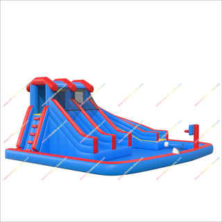 Triple Inflatable Water Slide Backyard Party Fun Giant Inflatable Water Park Triple Water Slide With Splash Pool
