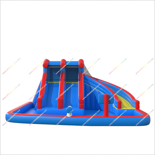 Triple Inflatable Water Slide Backyard Party Fun Giant Inflatable Water Park Triple Water Slide With Splash Pool