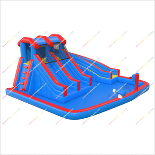 Triple Inflatable Water Slide Backyard Party Fun Giant Inflatable Water Park Triple Water Slide With Splash Pool