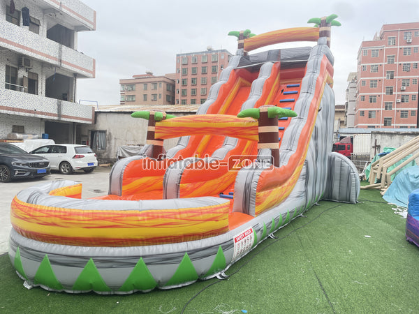 Tropical Inflatable Water Slide With Splash Pool Large Commerical Outdoor Lava Water Slide