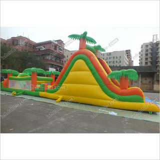 Tropical Obstacle Course Jumper Rental Inflatable Fun Run Assault Cour