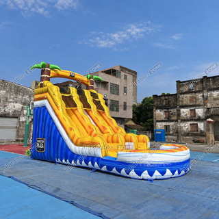 Make a splash at your next event with the Tropical Wave Water Slide Party Jumper! This commercial-grade inflatable features a vibrant tropical theme, a thrilling slide, and a splash pool landing. Perfect for parties, rentals, or playgrounds, it promises endless fun for all ages.