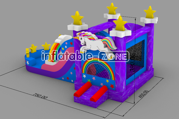Inflatable-Zone Design Unicorn Bouncy Castle With Slide Combo Bounce House Jump N Fun Inflatables