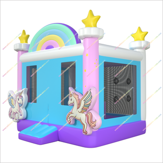 3D Unicorn Inflatable Bounce House Birthday Party Rainbow With Star Jumping Castle Hire Near Me