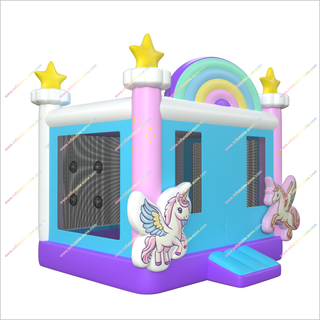 3D Unicorn Inflatable Bounce House Birthday Party Rainbow With Star Jumping Castle Hire Near Me