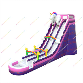 Unicorn Inflatable Water Slide Rainbow Decorations Large Inflatable Double Water Slide Slip And Slide Pool Party