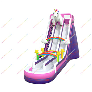 Unicorn Inflatable Water Slide Rainbow Decorations Large Inflatable Double Water Slide Slip And Slide Pool Party