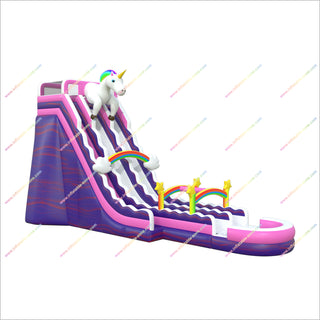 Unicorn Inflatable Water Slide Rainbow Decorations Large Inflatable Double Water Slide Slip And Slide Pool Party
