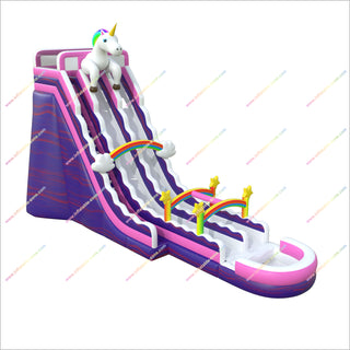 Unicorn Inflatable Water Slide Rainbow Decorations Large Inflatable Double Water Slide Slip And Slide Pool Party