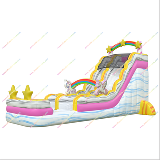 Unicorn Rainbow Inflatable Water Slide Fun Splash Pool Inflatable Bouncy Castle Water Slide For Small Pool