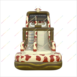 Cow-Themed Water Slide Inflatable Bounce House Best Backyard Party Commercial Water Slide For Pool