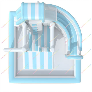 Pastel Blue And White Inflatable Swimming Pool Price Water Slide Obstacle Course Bounce House Play Park Near Me