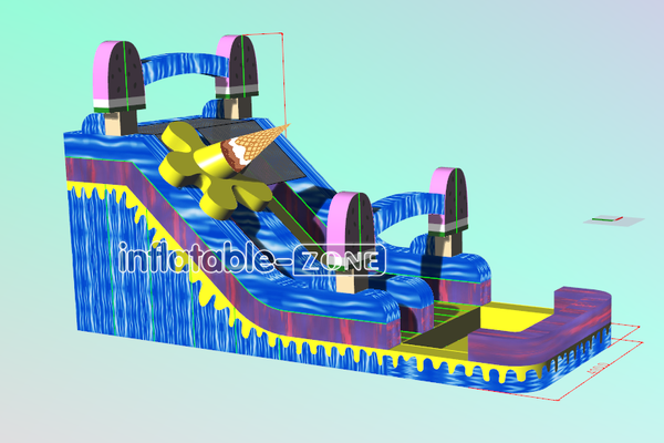 Inflatable-Zone Design Ice Cream Waterslide Outdoor Cool Popsicles Inflatable Water Slide With Splash Pool