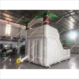 White Water Slide Inflatable Professional Playground Equipment Tall Inflatable Palm Tree Blowup Waterslide For Pool