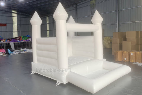 White Wedding Bouncy Castle With Ball Pit Indoor Inflatable Wedding Bouncer House For Birthday Party