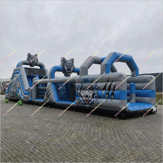 Wolf-Themed Commercial Inflatable Obstacle Course Soft Play Assault Course Inflatable Soft Play For Sale