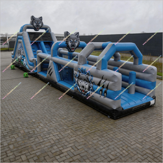 Wolf-Themed Commercial Inflatable Obstacle Course Soft Play Assault Course Inflatable Soft Play For Sale