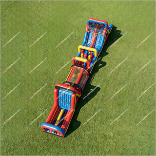 Max Challenge Yard Inflatable Obstacle Course Double Slide Playground Assault Courses For Sale